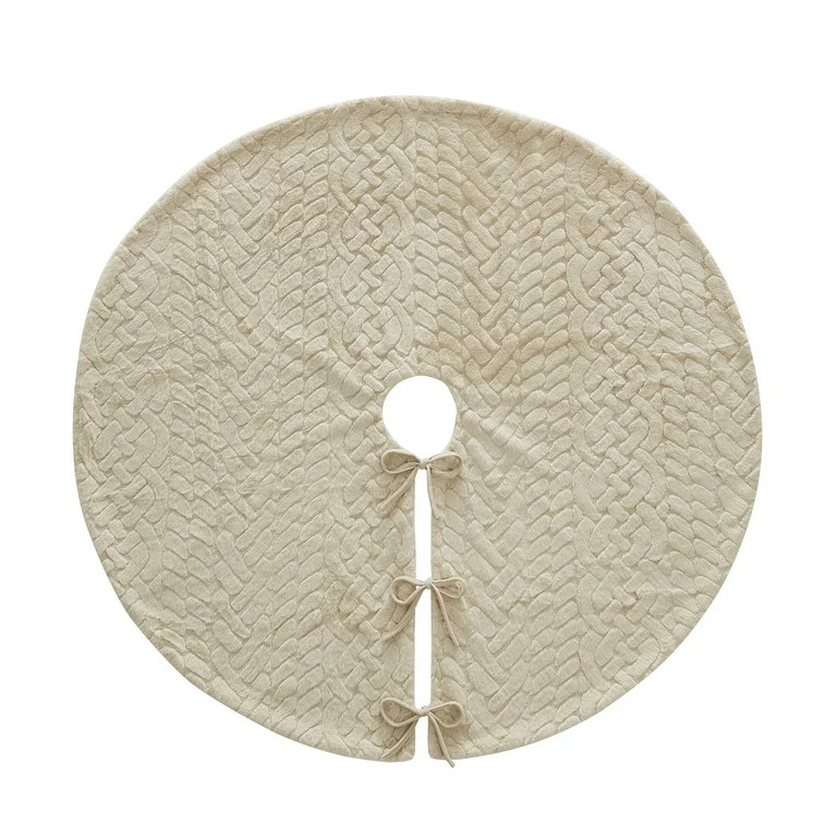 My Texas House Jessie Gray Carved Faux Rabbit Fur Christmas Tree Skirt, 52" - Walmart.com | Walmart (US)