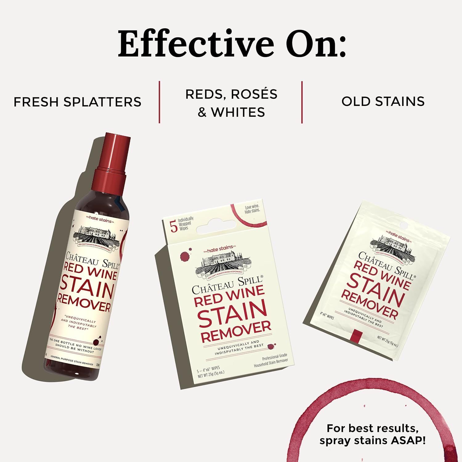 Chateau Spill Red Wine Stain Remover – Super Concentrated and Safe Spray Cleaner for New and Se... | Amazon (US)