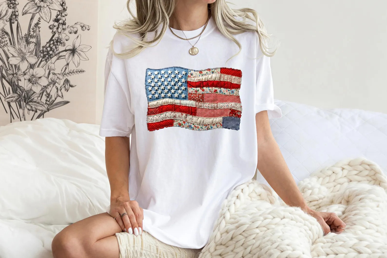American Flag Sweatshirt, Faux  Patchwork USA Flag Shirt, American Flag Shirt, Patriotic Shirt, F... | Etsy (Global)