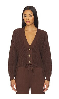 eberjey Recycled Sweater Cropped Cardigan in Chocolate from Revolve.com | Revolve Clothing (Global)