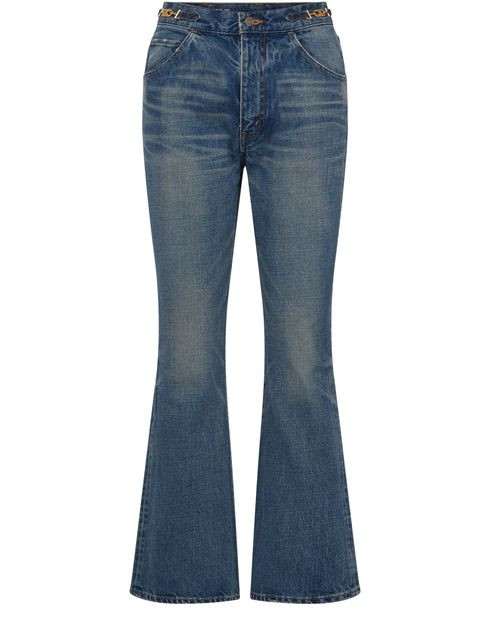 Dylan flared jeans with signature in union wash denim - CELINE | 24S US