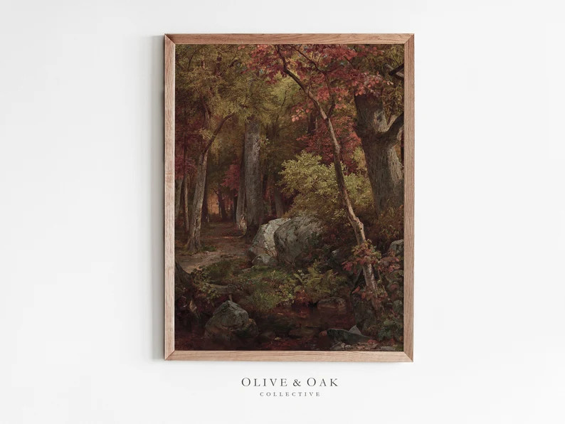 Autumn Forest Landscape Vintage Print / Fall Rustic Forest Painting Digital PRINTABLE / #294 | Etsy (US)