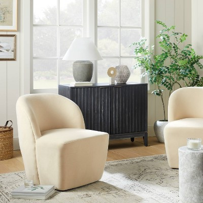 Pasadena Swivel Accent Chair Light Beige Velvet - Threshold™ designed with Studio McGee: Transitional Upholstered Seating | Target