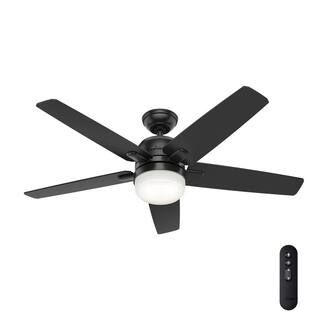 Hunter Cavera II 52 in. Indoor Matte Black Wifi-Enabled Smart Ceiling Fan with Light Kit and Remo... | The Home Depot