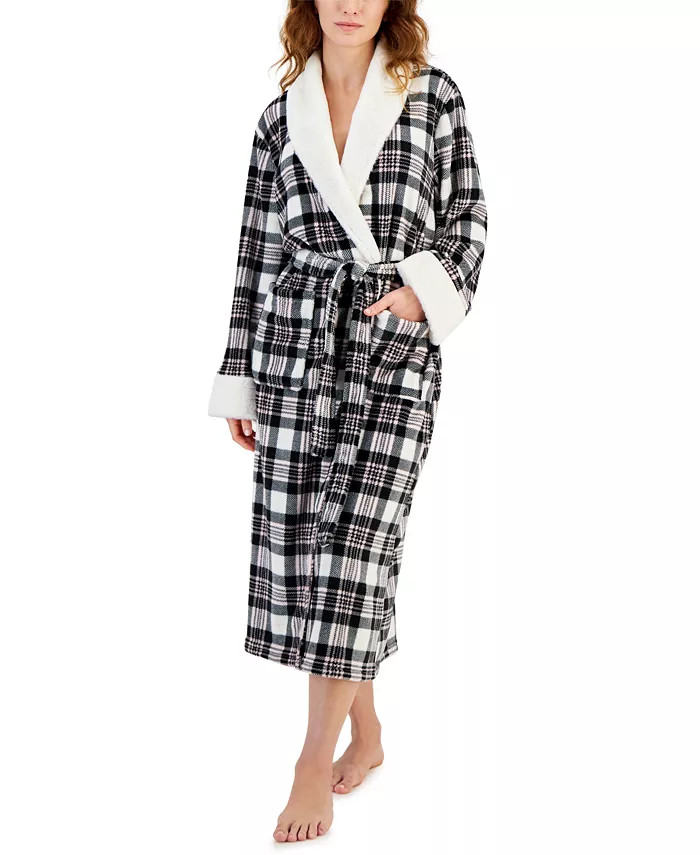Women's Long-Sleeve Plaid Self-Tie Robe, Created for Macy's | Macy's