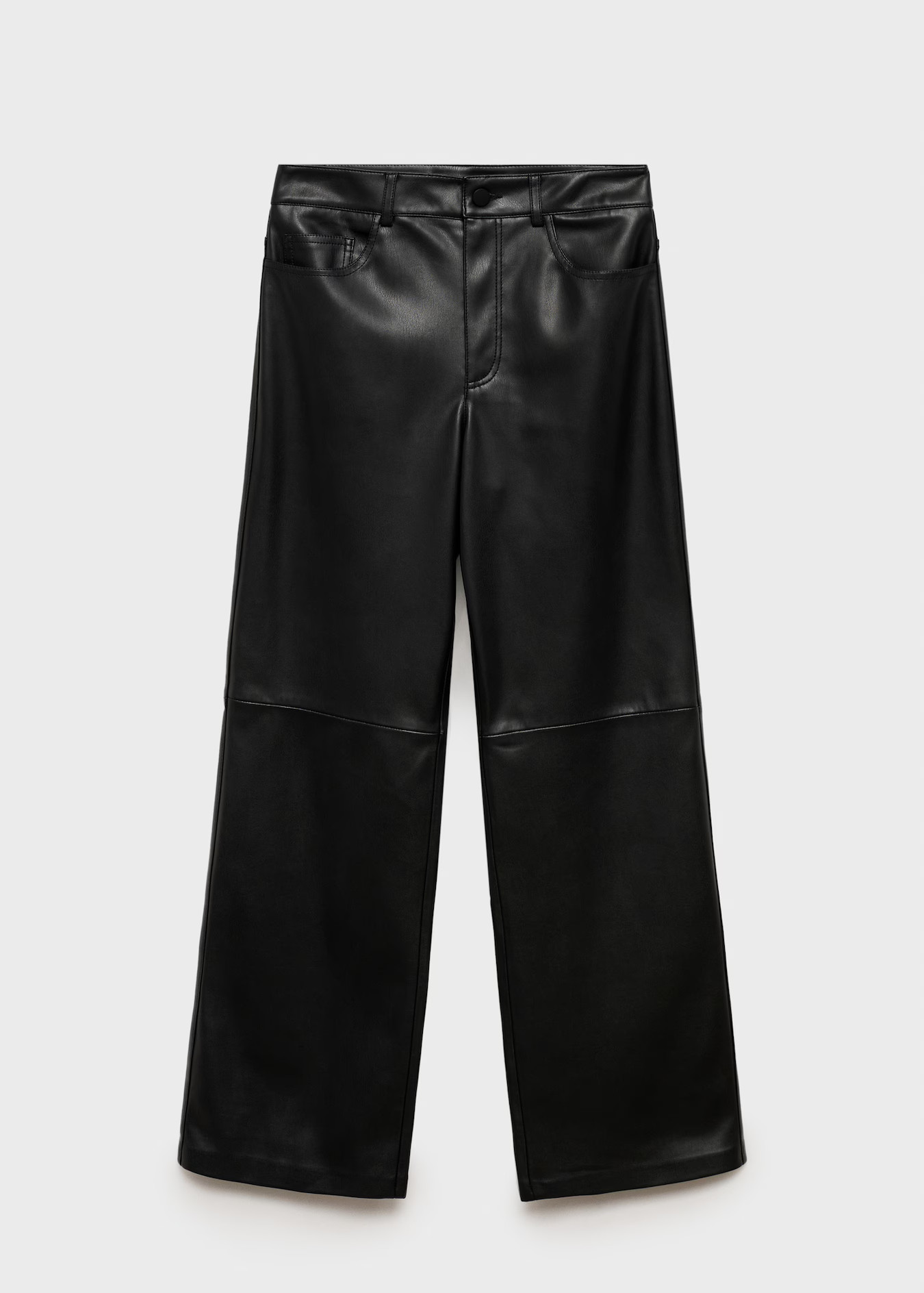 Leather-effect straight trousers - Women | MANGO United Kingdom | MANGO (UK)