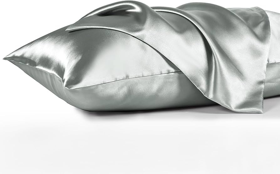 KINMEROOM Satin Pillowcase for Hair and Skin, Light Gray Pillowcases 2 Pack, Queen Size Pillow Ca... | Amazon (US)