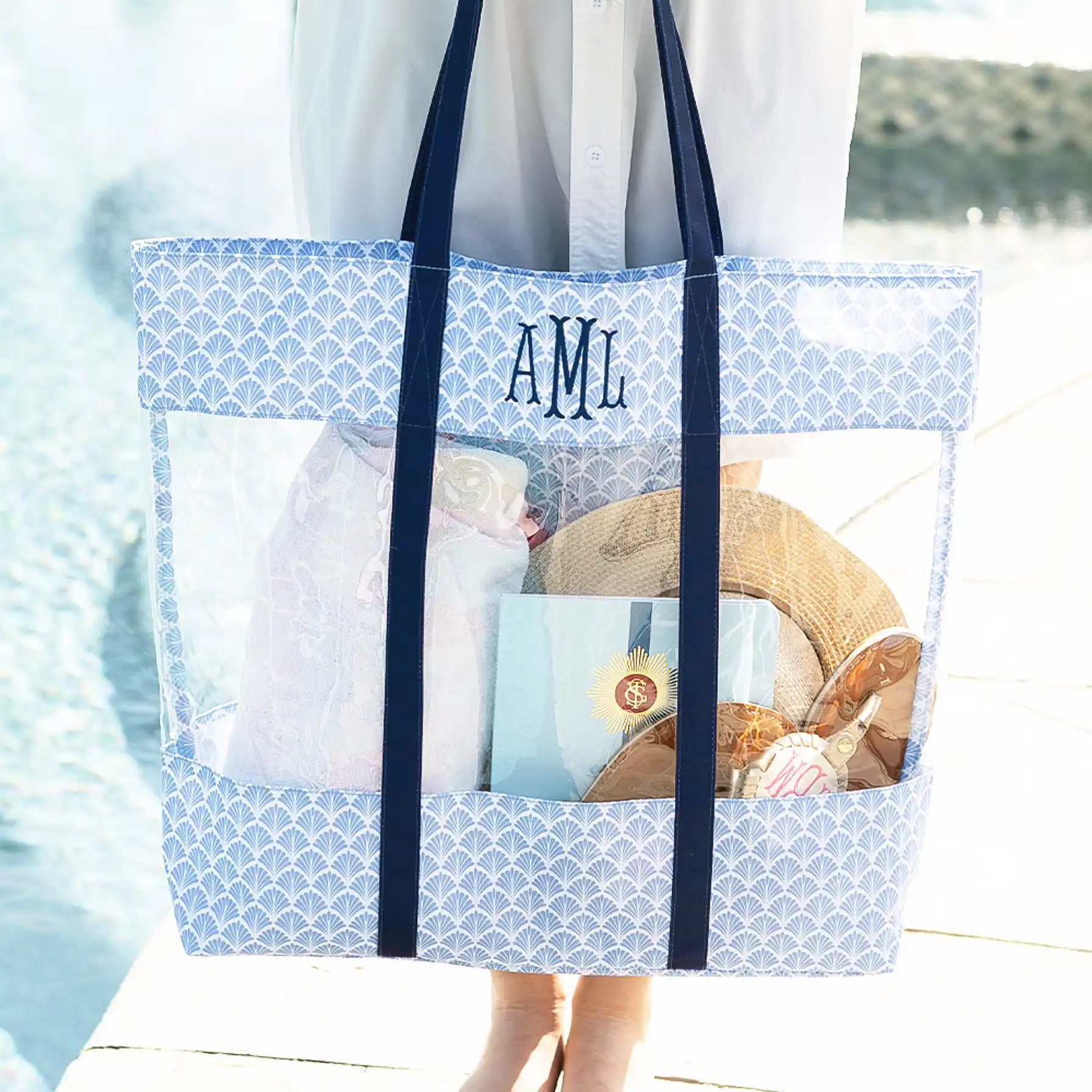 Monogrammed Clear Beach Tote | Marleylilly