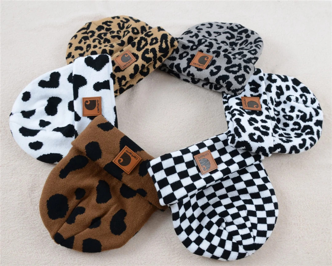 Halloween Cute Cow Print Beanie'sleather Label Cow Knit - Etsy | Etsy (US)