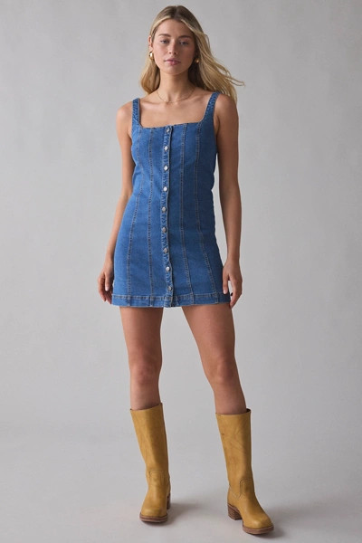 BDG Isla Denim Button-Front Shift Mini Dress | Urban Outfitters (US and RoW)