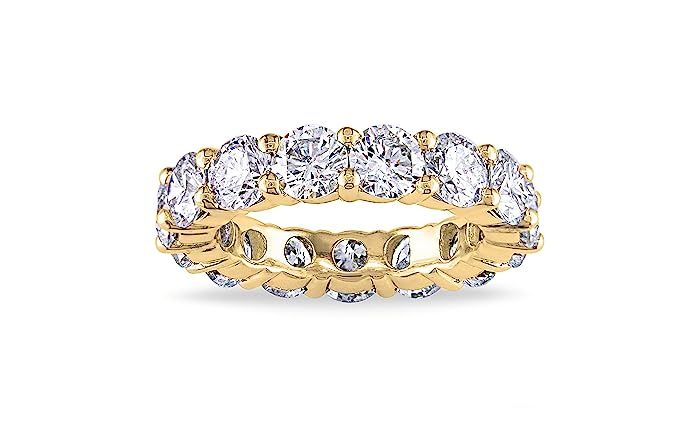 NYC Sterling 4MM Gold Cubic Zirconia Round Luxury Eternity Rings, Box Included | Amazon (US)