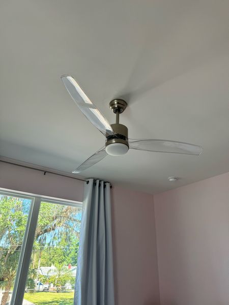 Updated our old brown fan to this beautiful #acrylicfan and I’m in love! Will review the white blackout curtains soon!
#baby
#nursury 
#pinkroom
#girlbedroom


#LTKkids #LTKhome #LTKbump