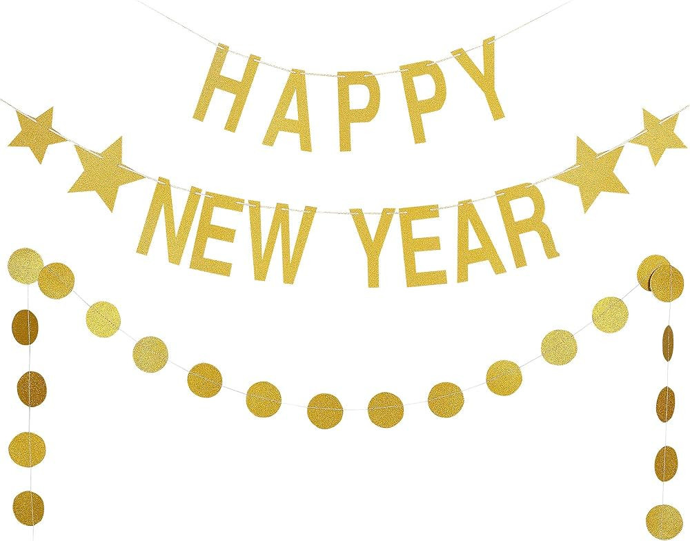 Gold Glitter Happy New Year Banner 2024 New Years Banner New Year Eve Banner 2024 Happy Nye Banne... | Amazon (US)