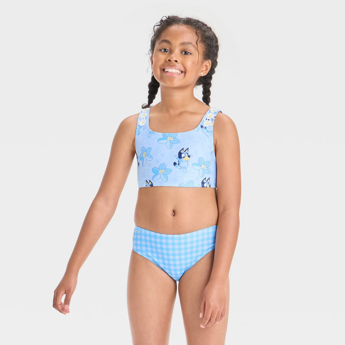 Girls' Bluey Gingham Tankini Set - Blue | Target