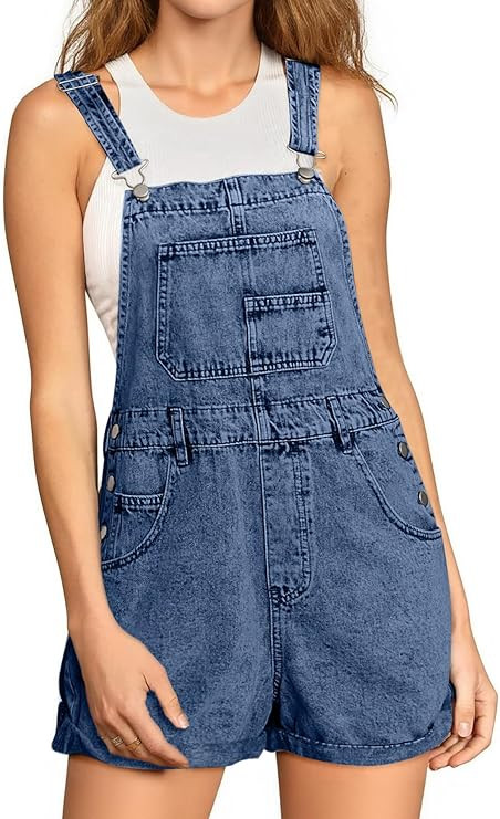 Glamaker Denim Overall Shorts for Women Casual Denim Romper Jean Short Overalls Loose Fit Denim J... | Amazon (US)