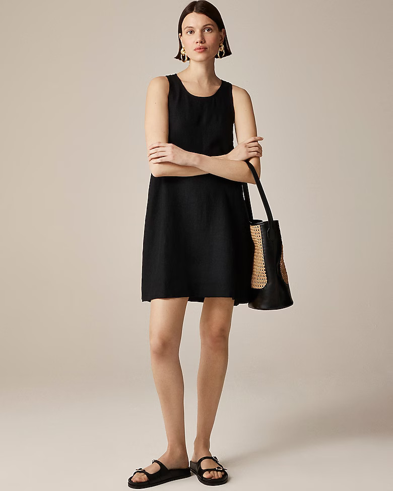 Maxine button-back dress in linen | J. Crew US