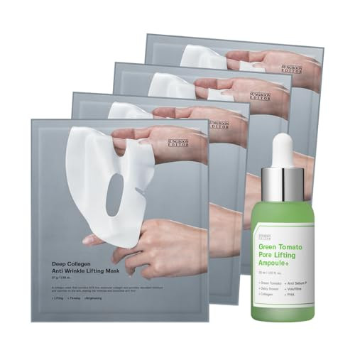 SUNGBOON EDITOR Anti-aging DUO: Deep Collagen Power Boosting Mask Sheets (4-pack) & Green Tomato Pore Lifting Ampoule+ | Amazon (US)