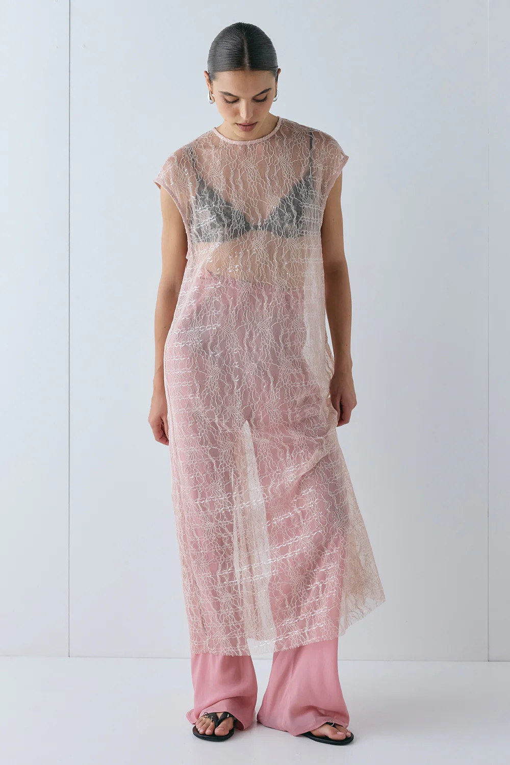 Sabre Lace Midi Dress Musk | VRG Grl