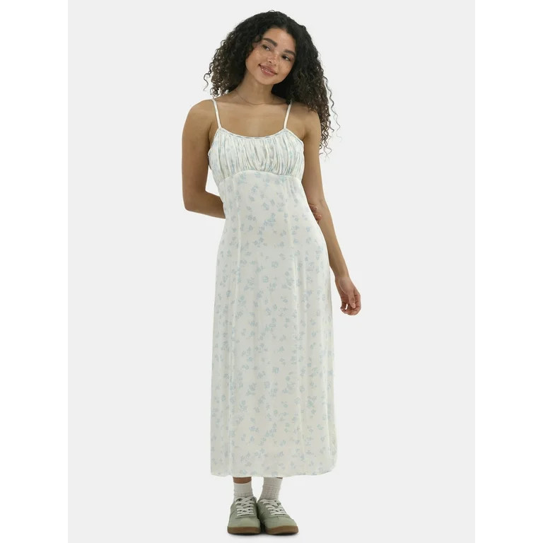 No Boundaries Maxi Slip Dress with Lace Ribbon Trim, Women's | Walmart (US)