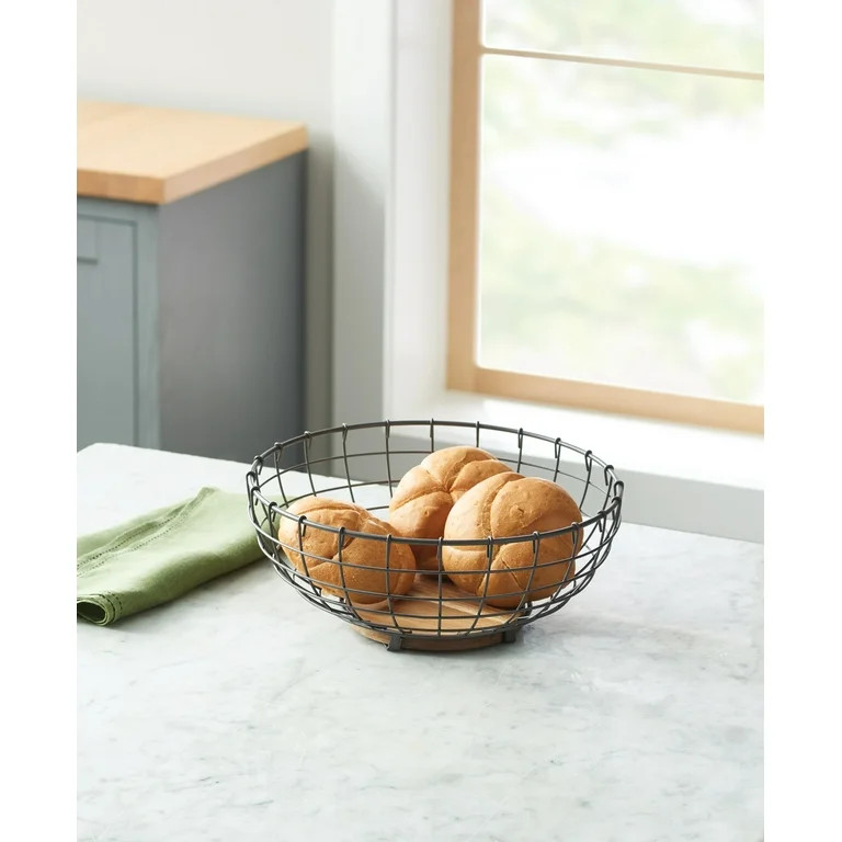 Better Homes & Gardens Wire Basket/ Serving Bowl, 11 in L x 11 in W, Gray | Walmart (US)