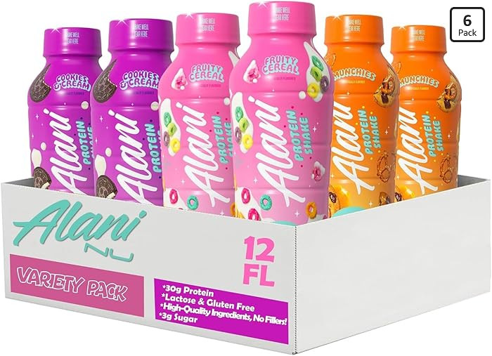 NEW Alani High Protein Shake Variety Pack, Cookies and Cream, Fruity Cereal & Munchies - Ready to... | Amazon (US)