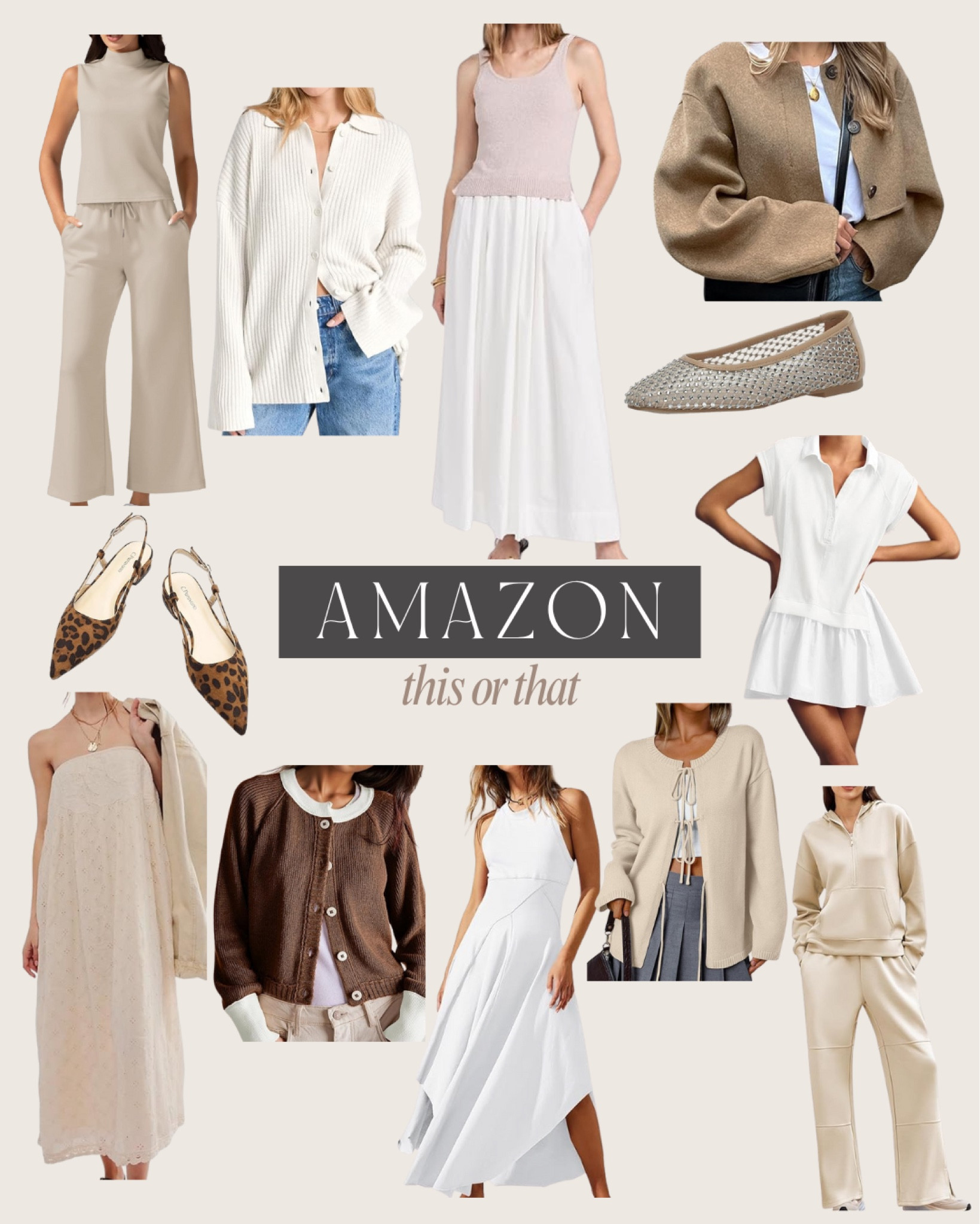 This or that: AMAZON FINDS

Casual outfit, outfit ideas, elegant style, minimal style, fashion inspo, neutral style, Amazon fashion, Amazon finds, ootd, basics, street style, neutral outfits, summer outfit, summer style, summer fashion, summer outfits, styling ideas, what to wear, chic style, outfit inspo, simple outfits, summer dress, maxi dress, mini dress, lounge set, two piece outfit, matching set, cardigan, sweater, coat, jacket, sandals, flats 

#LTKStyleTip #LTKShoeCrush #LTKFindsUnder50