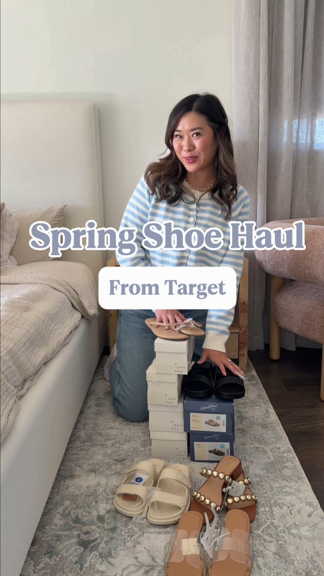 Target Spring Shoe Haul
Cardigan: Large
Boyfriend Jeans: 8

Sandals // Flats // Heels