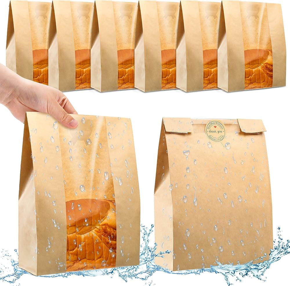 Bread Bags for Homemade Bread, Sourdough Paper Bread Bags With Window, 50% Thicker 13.7x8.2x3.7in... | Amazon (US)