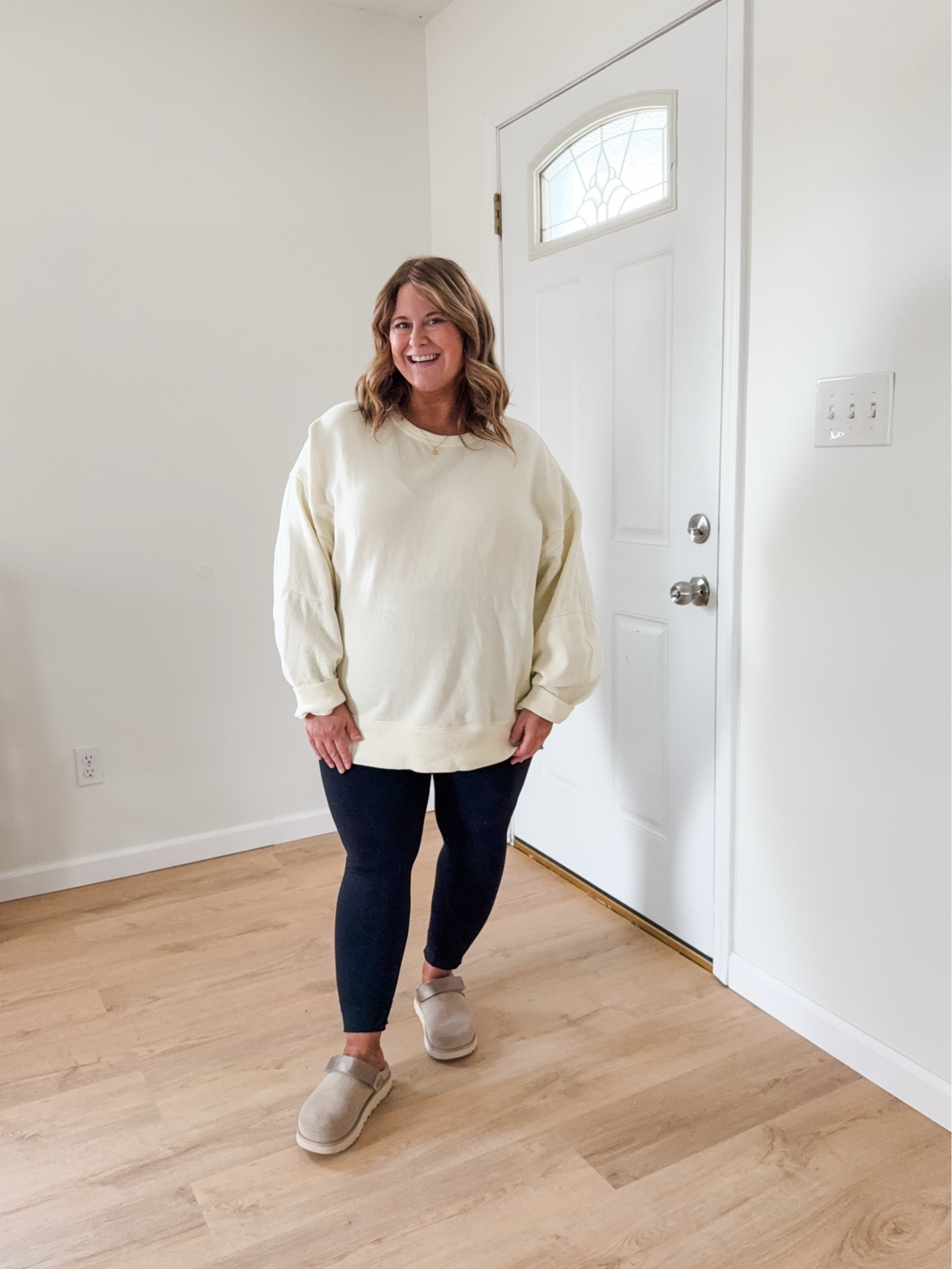 Wearing a large in my Aerie sweatshirt - love the butter yellow! - and an XL in my leggings.  

#LTKBump #LTKMidsize #LTKSaleAlert