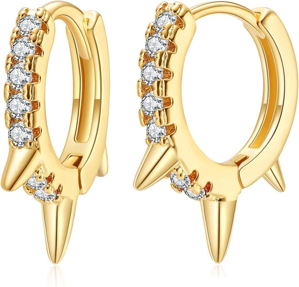 Small Huggie Hoop Earrings 14K Gold Plated Hypoallergenic Minimalist Ear Jewelry | Amazon (US)