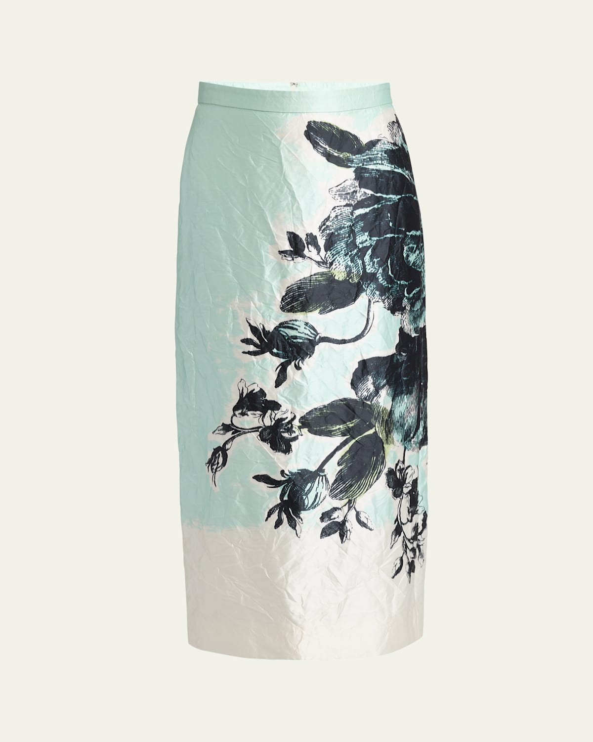 Floral Crinkle-Effect Pencil Midi Skirt | Bergdorf Goodman