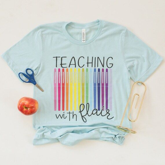 Teaching with Flair Tee, Teacher Shirt, Back to School Tee,Teacher Tee, Teacher Gift, Teacher Gra... | Etsy (US)