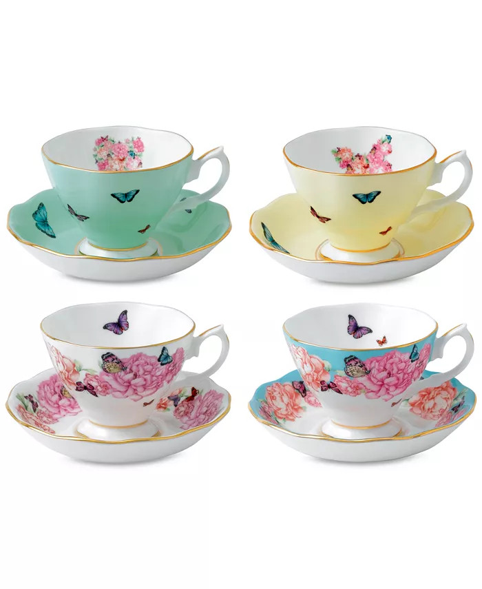 Royal Albert Miranda Kerr for Mixed Pattern Teacup & Saucer Service for 4 - Macy's | Macy's