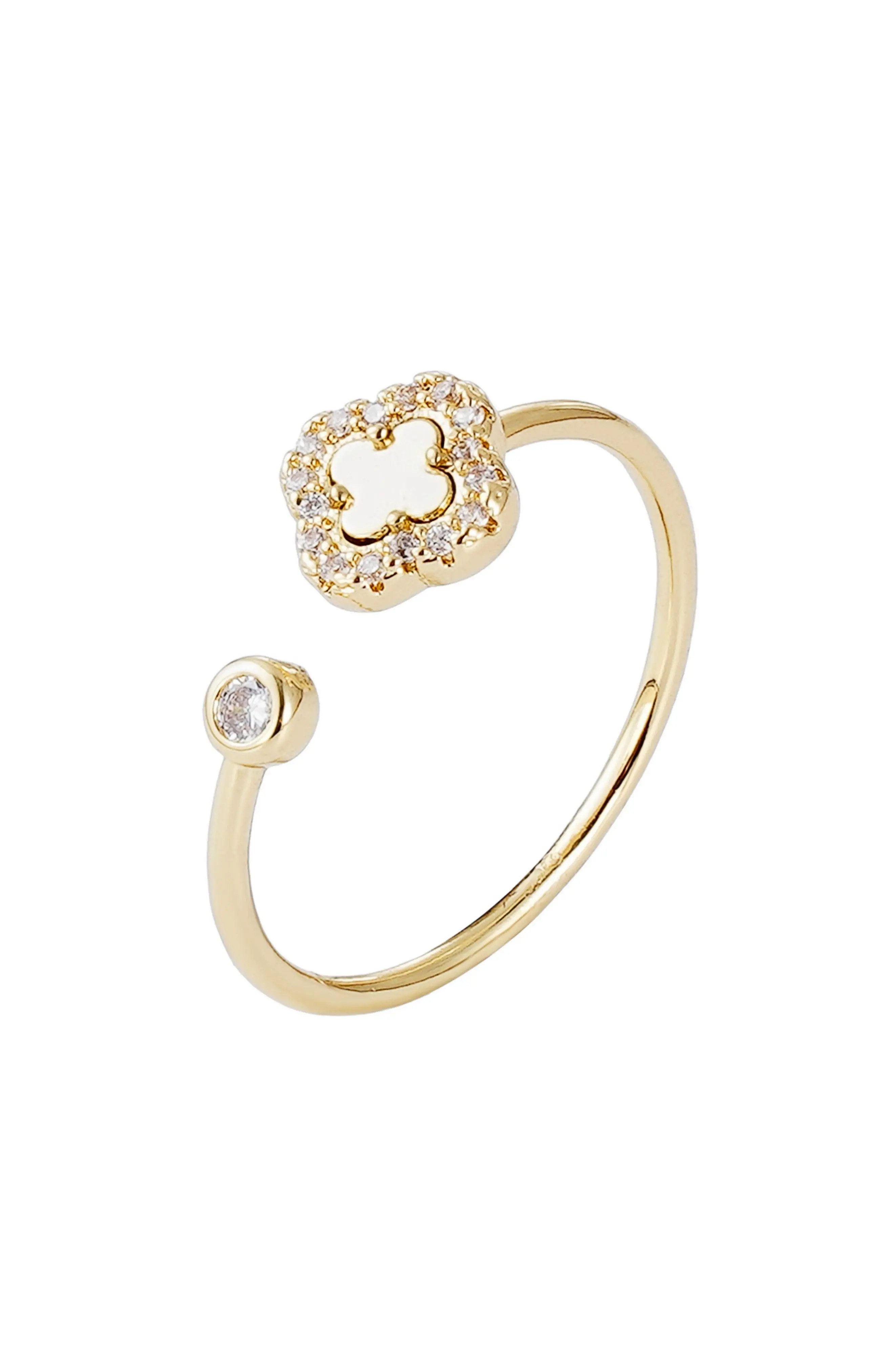 Adornia Cubic Zirconia Clover Open Band Ring in Gold at Nordstrom Rack, Size 5 | Nordstrom Rack