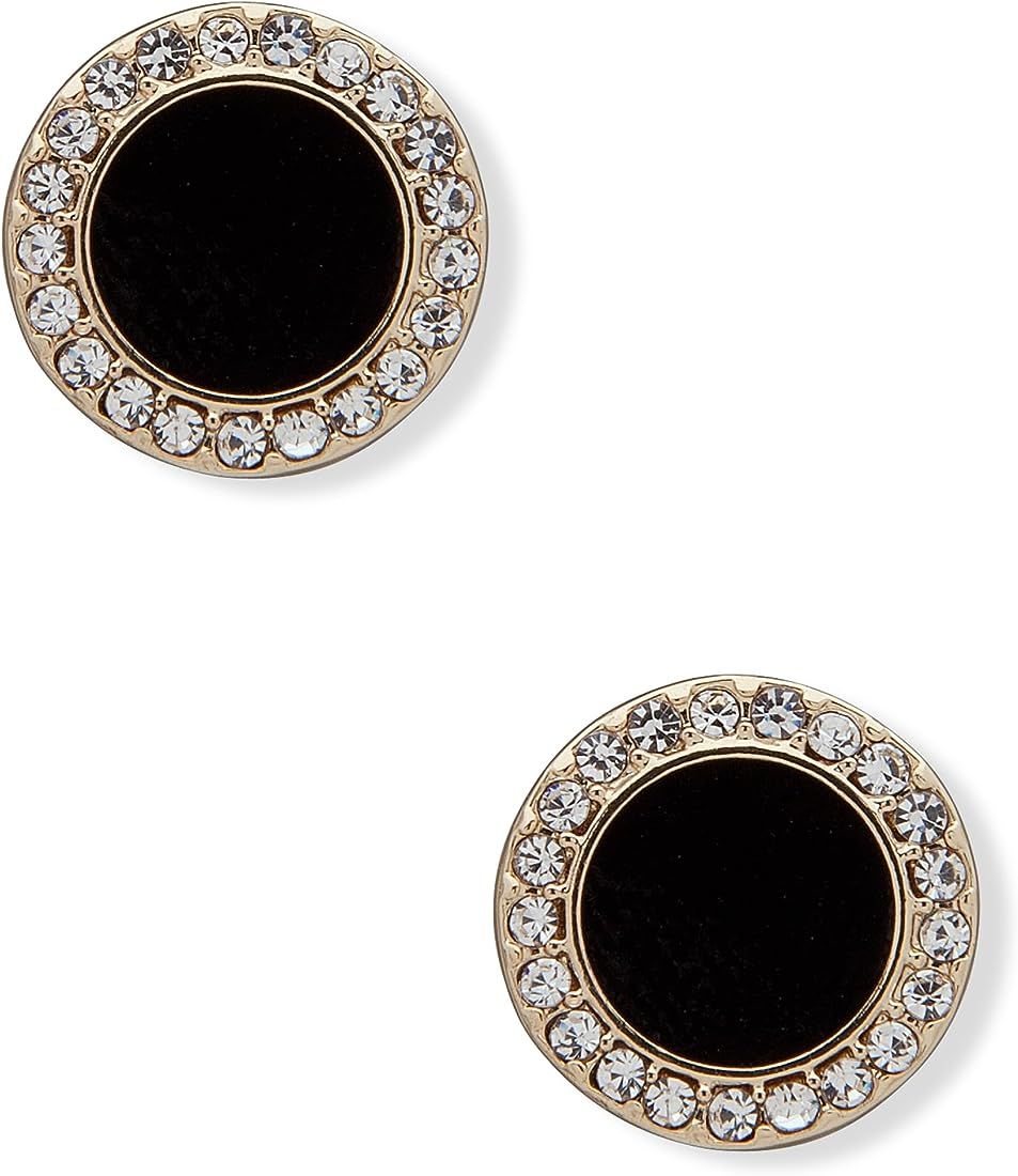 DKNY Inlay Stud Earrings - Gold/Crystal/Black | Amazon (US)