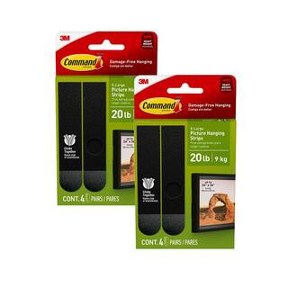 20 lbs. XL Picture Hanging Strips, Black, Damage Free Decorating (8-Pack) (8-Pairs of Strips) | The Home Depot