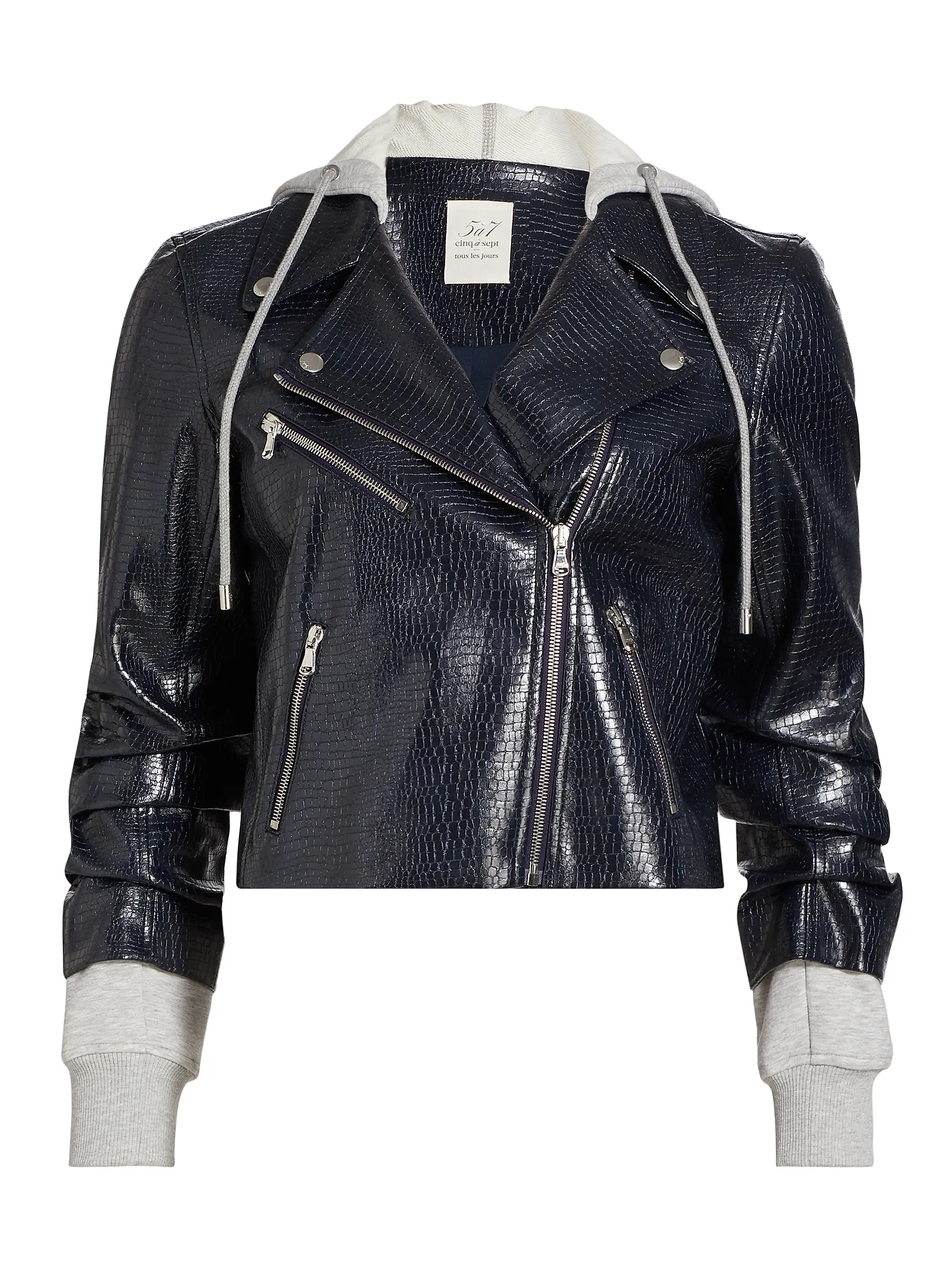 Evie Textured Snakeskin Faux Leather Jacket | Saks Fifth Avenue