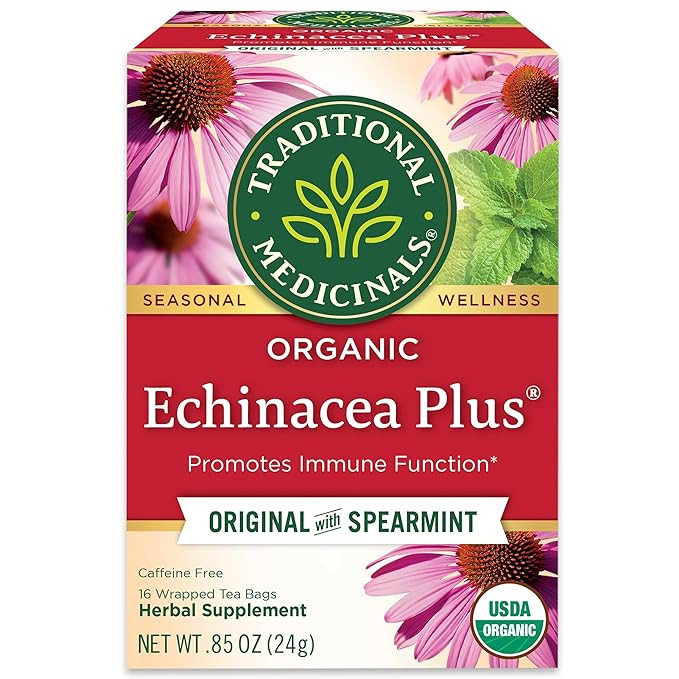 Traditional Medicinals Tea, Organic Echinacea Plus, Promotes Immune Function, w/Spearmint, 16 Tea... | Amazon (US)