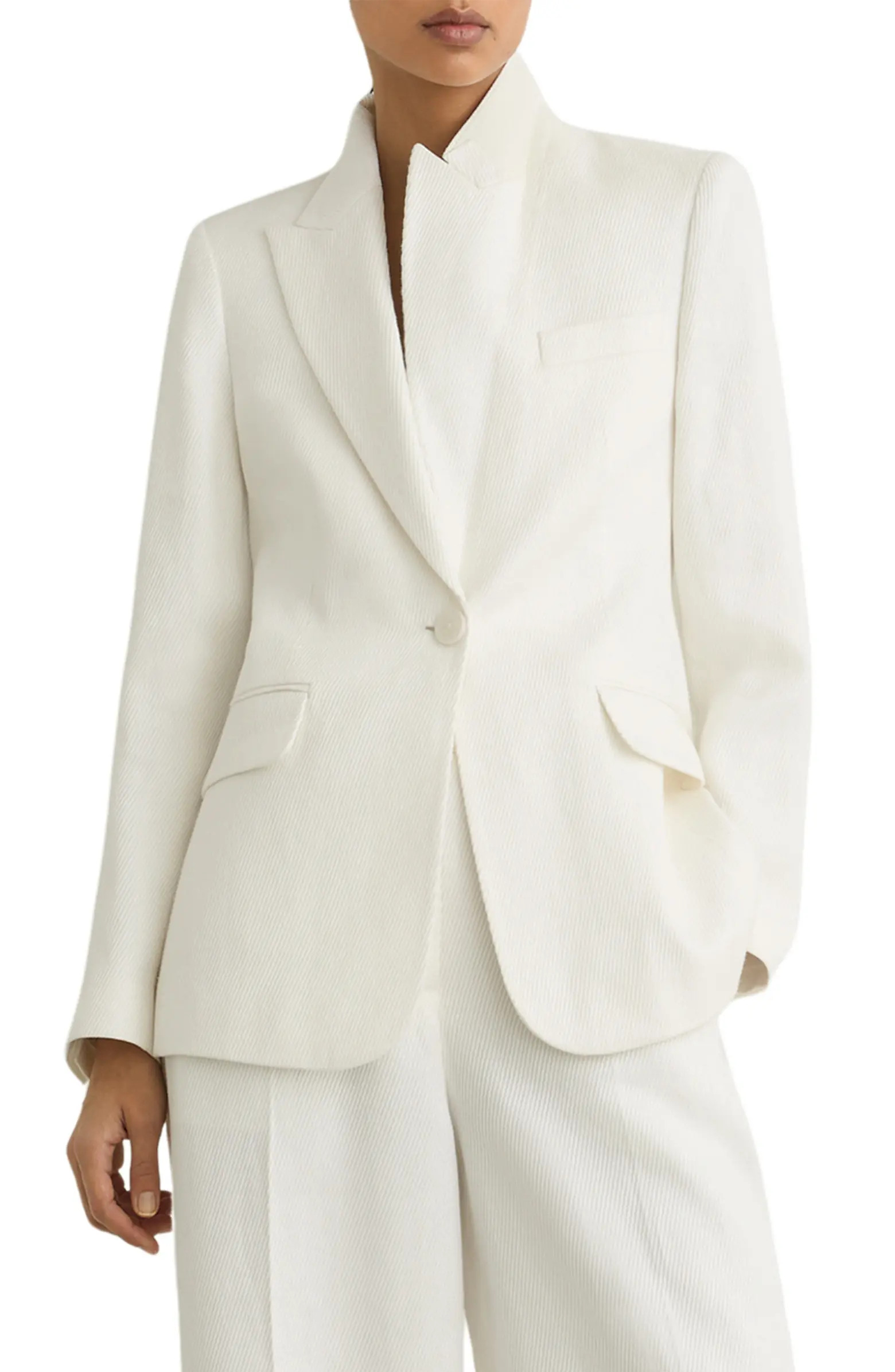 Reiss Alyx Texture One-Button Linen Blend Blazer | Nordstrom | Nordstrom