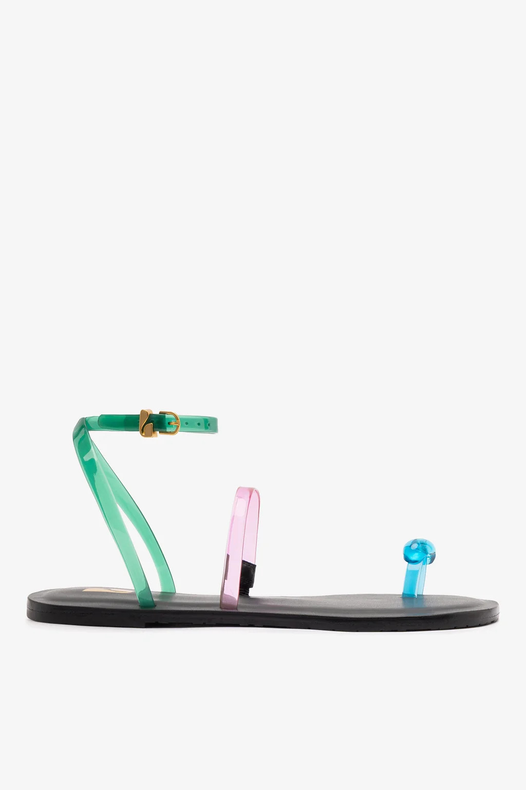 Biarritz Jelly Flat Sandal In Pink, Blue and Green Vinyl | Larroude