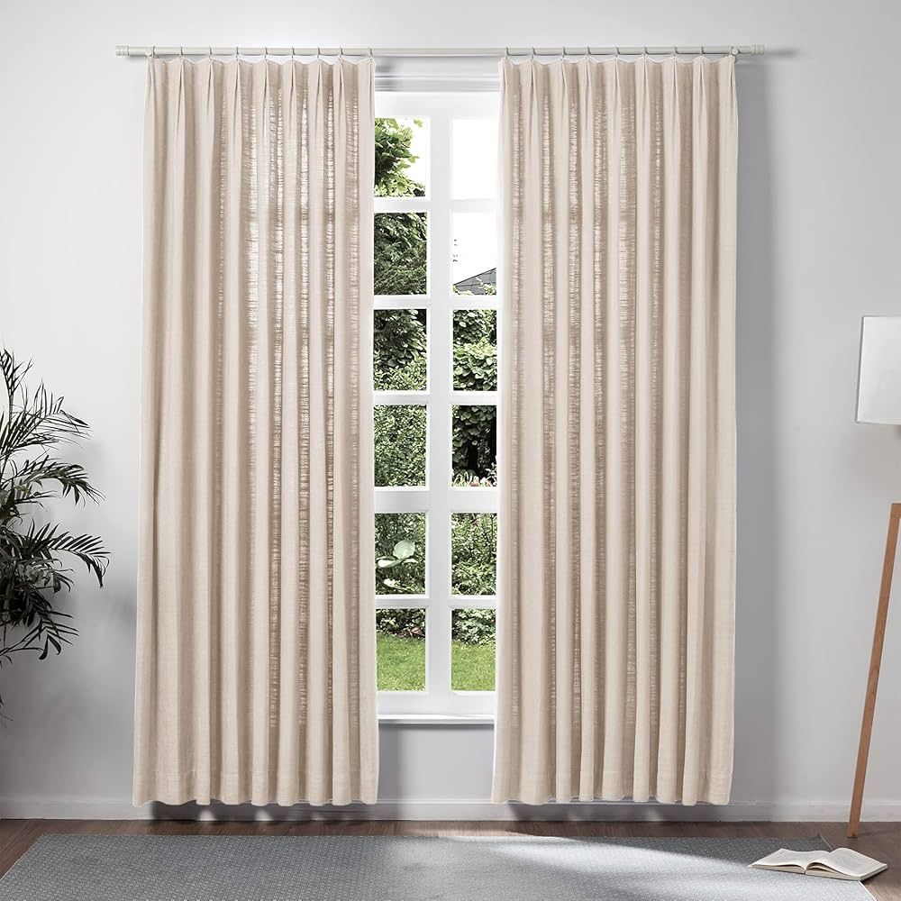 TWOPAGES Pinch Pleated Drape for Traverse Rod, Double Layer Lined Curtain Light Filtering Room Da... | Amazon (US)