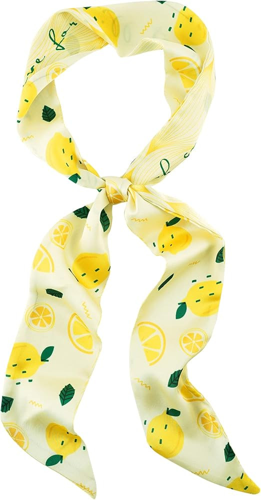GERINLY Tropical Fruit Skinny Hair Scarf for Summer Cute Neck Ribbon Scarf Headband Long Reversib... | Amazon (US)