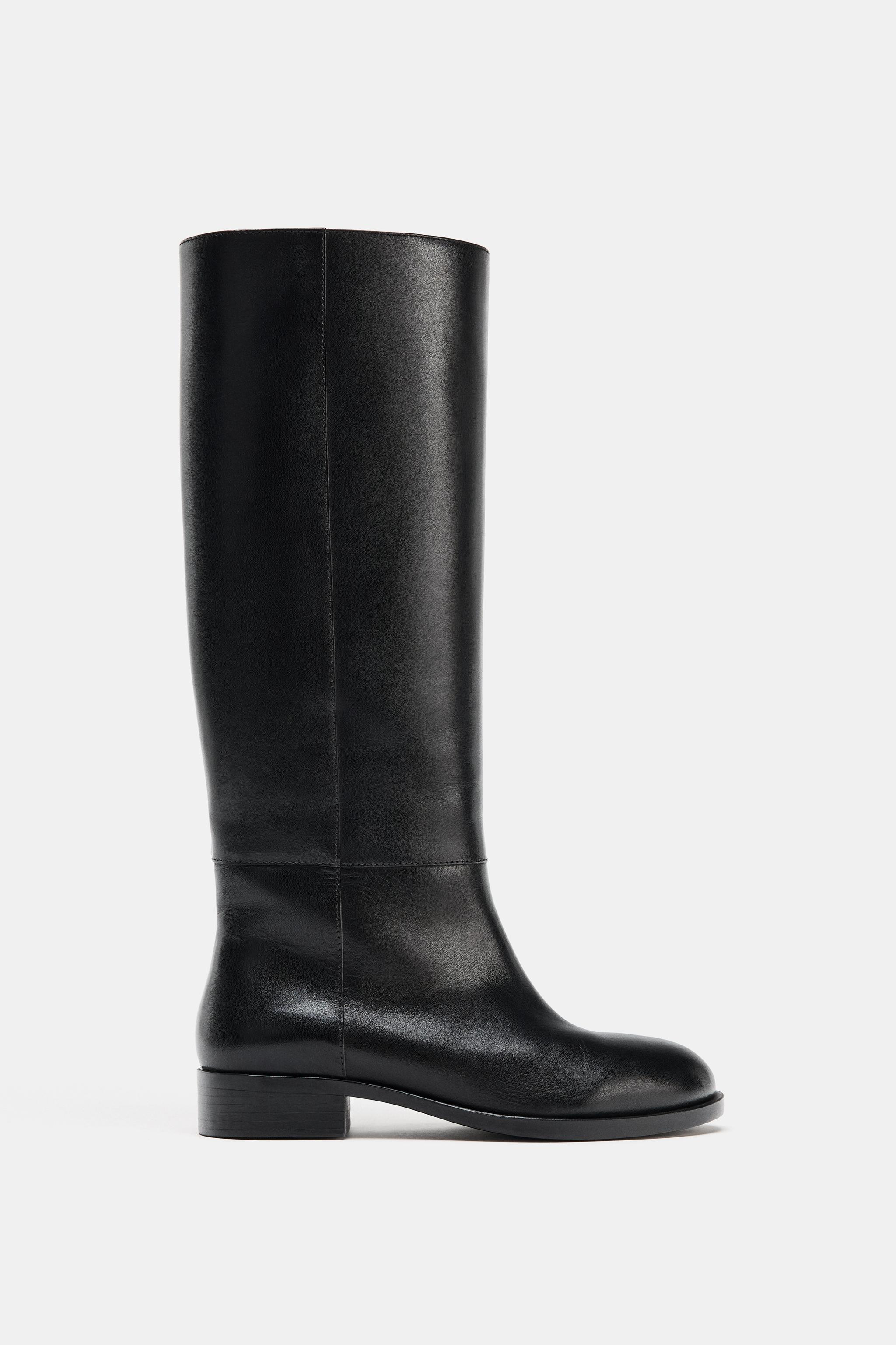 FLAT LEATHER BOOTS | Zara UK