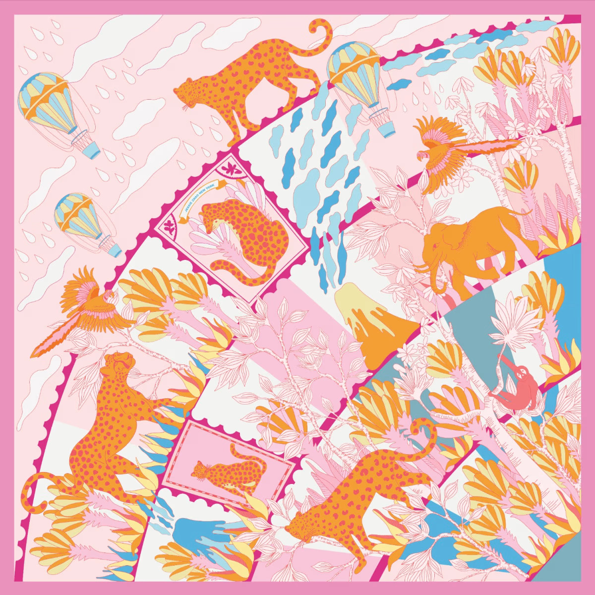 Double Sided Silk Scarf Of Around The World | Wolf & Badger (US)