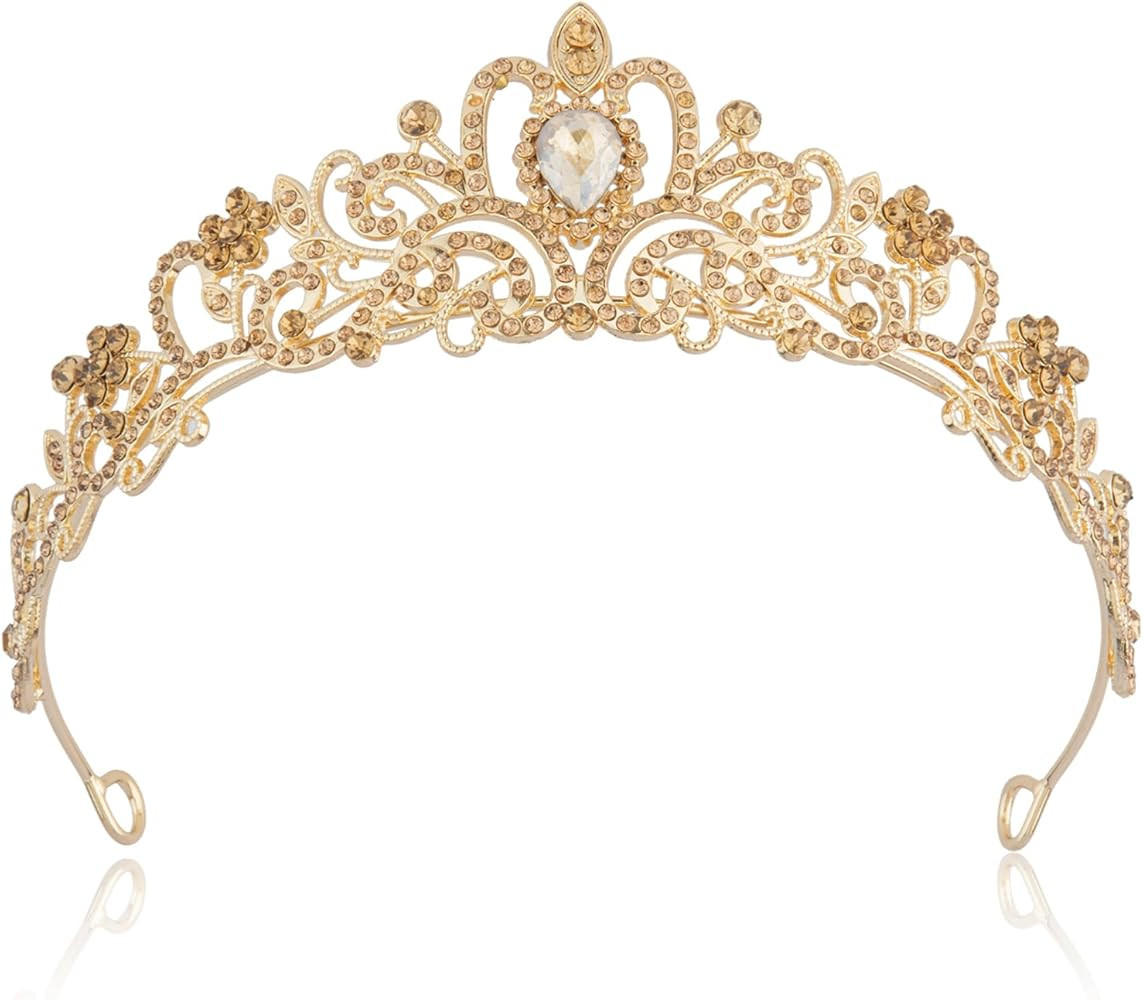 Crown,Tiaras for Women,Crystal Pink Tiaras for Girls Princess Crown Queen Crown for Bridal Prom W... | Amazon (US)