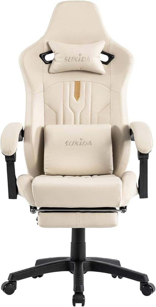 Gaming Chair with Footrest Ergonomic Computer Chair Massage Lumbar Cushion, Racing Video Game Cha... | Amazon (US)