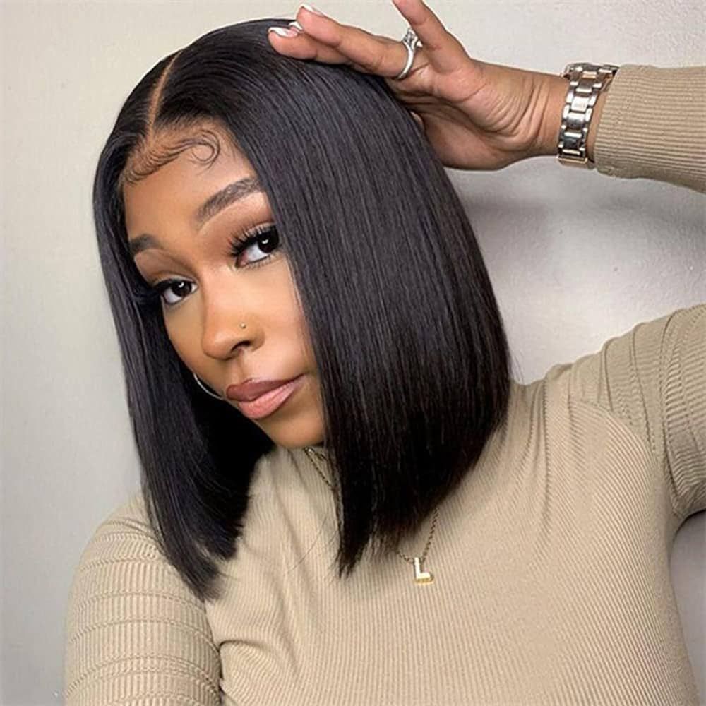 ISEE Hair Glueless Wear and Go Wigs for Beginners Lace Front Wigs for Black Women Human Hair Shor... | Amazon (US)