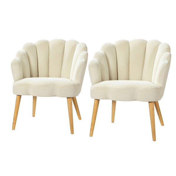Flora Scalloped Tufted Velvet Armchairs (Set of 2) - IVORY | Bed Bath & Beyond