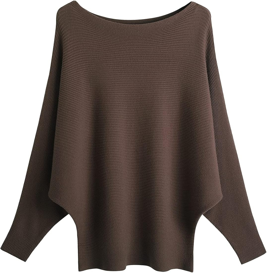 GABERLY Boat Neck Batwing Sleeves Dolman Knitted Sweaters and Pullovers Tops for Women | Amazon (US)