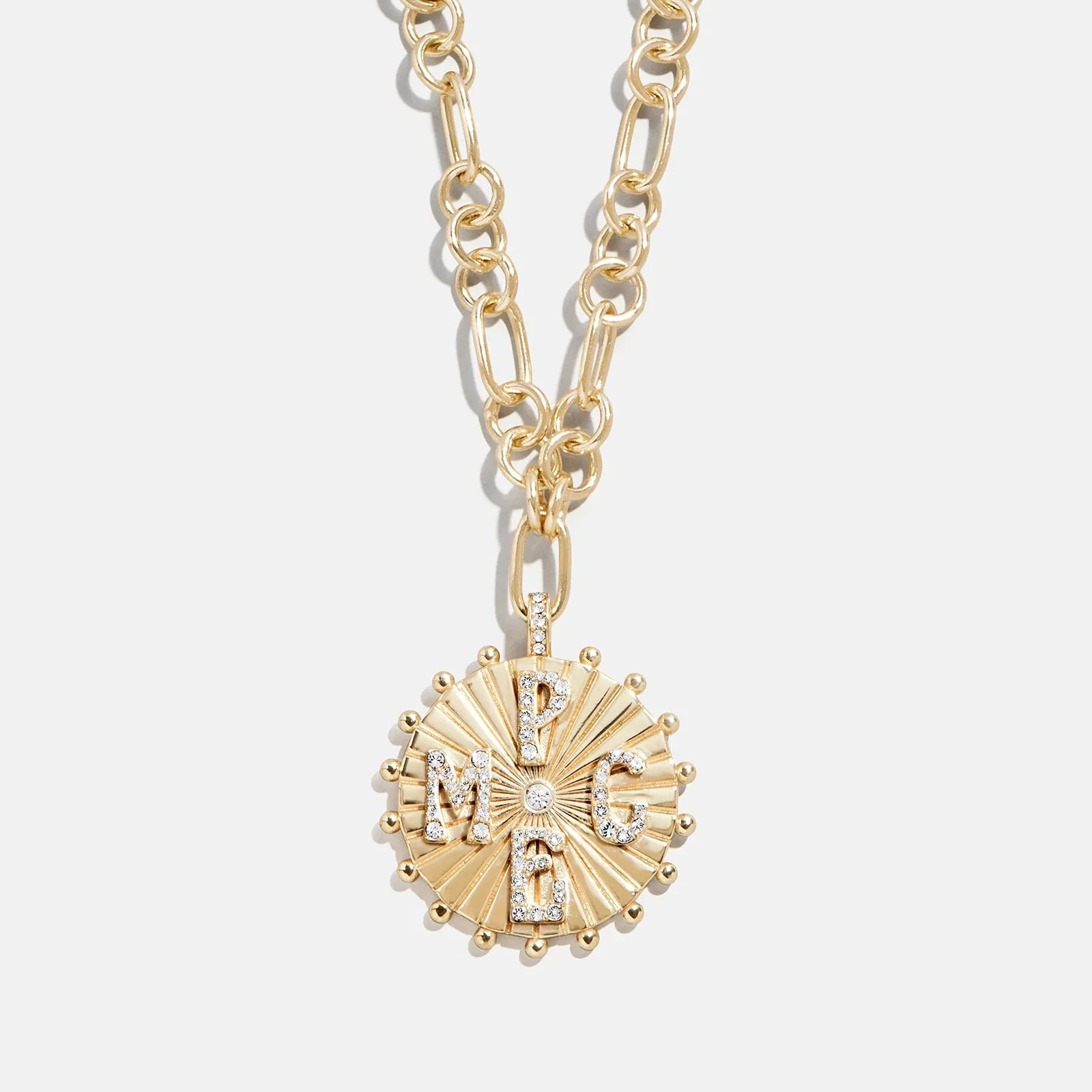 Initial Custom Medallion Necklace - Gold/Pav\u00e9 | BaubleBar